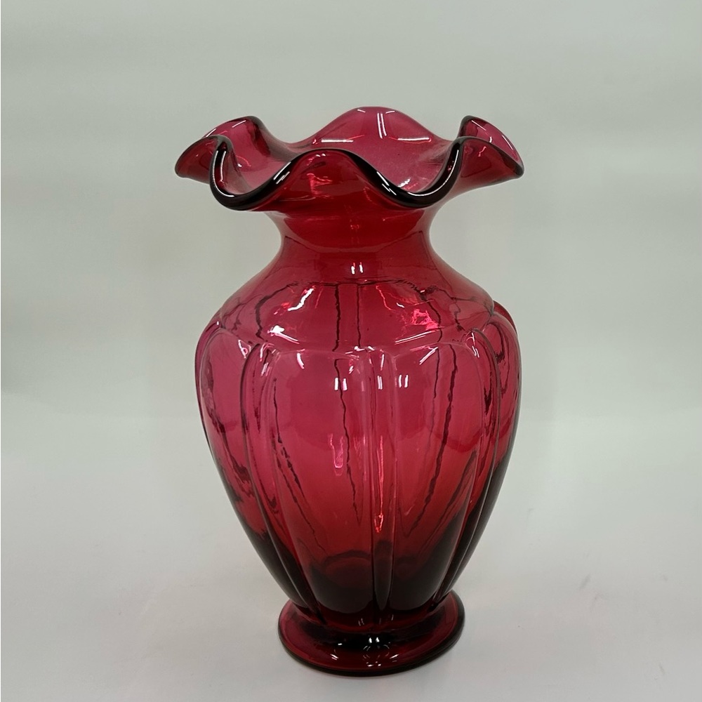 Fenton, Vase, Cranberry Glass.